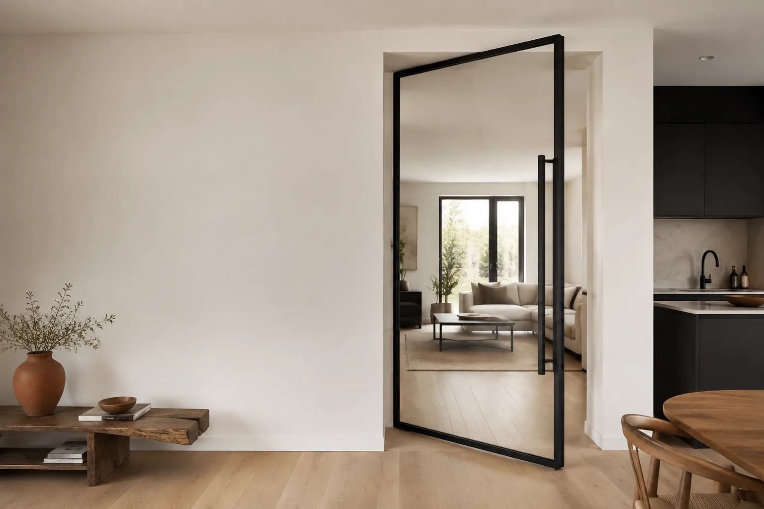 Inspiratie voor een stalen deur met glas in een woning
